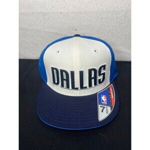 Reebok Unisex Blue White Dallas Mavericks NBA Fitted Cap Hat Size 7 1/2